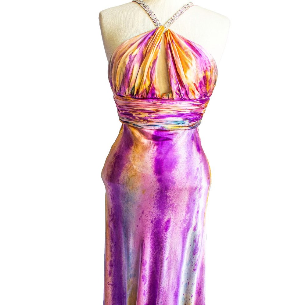 NEW Silk Maxi dress long evening gown pink 0 2 4 6 - Picture 8 of 11